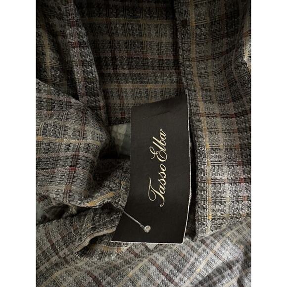 New Tasso Elba Grey Table Long Sleeve Gray Plaid Button Down Shirt XXL NWT - Picture 5 of 7